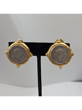 Susan Shaw 1948 Swiss Franc Coin Clip-On Earrings